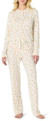 Obrázok produktu pre A. Súprava pyžama Essentials x Sofia Grainge pre dámy, dlhý rukáv, model Henley, farba: slonová kosť