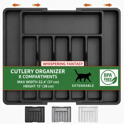 Image de Solidchoice - Organisateur à tiroirs pour couverts avec 8 compartiments, idéal pour les ustensiles de cuisine