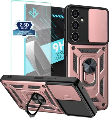 Produktbild von Armor Handyhülle für Samsung Galaxy S23 FE mit 9H Displayglas Displayschutz Kameraschutz Handy Panzer Case Cover Schutzhülle Outdoor Farbe: Rosegold