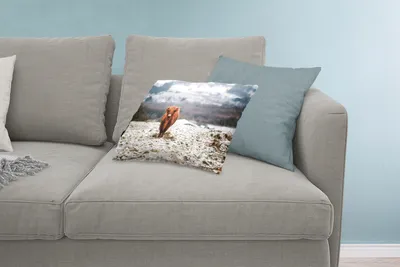 Produktbild von MuchoWow® Zierkissen Sofakissen Wohnzimmer Dekokissen 60x40 cm Schottisches Hochlandrind - Schnee - Himmel - Kopfkissen - Polster mit Foto