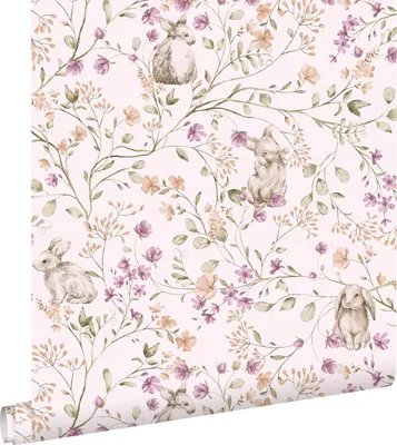 Immagine prodotto di ESTAhome carta da parati conigli viola, verde e marrone 50 x 900 cm