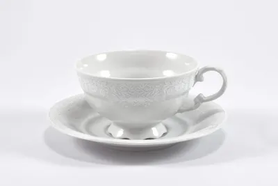 Zdjęcie produktu dla Niska filiżanka ze spodkiem, 0,2 l, czeska porcelana, Sonata, biała koronka, Leander
