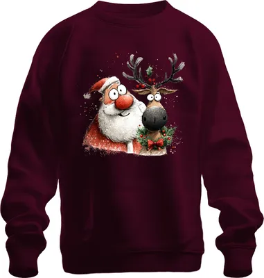 Produktbild von Weihnachtsmann Rentier Rudolph lustig Weihnachten Geschenk Uni Sweatshirt Pullover, Burgundy, 3XL