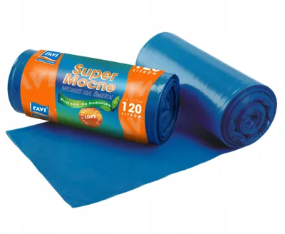 Zdjęcie produktu dla Mocne worki na śmieci 120l niebieski papier 15szt