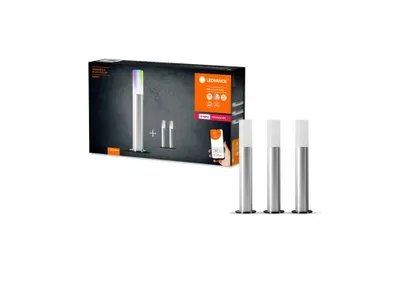Zdjęcie produktu dla LEDVANCE Smart+ słupek ogrodowy wielokolorowy 3P RGB + W, zestaw przedłużający z 3 słupkami, bez zasilacza