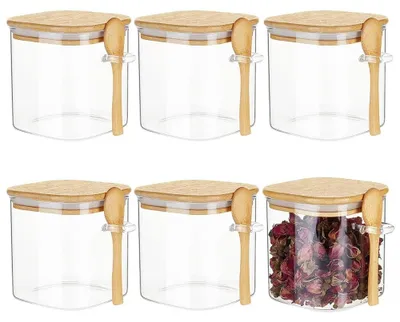 Produktbild von Set aus 6 Glasbehältern mit Bambusdeckel