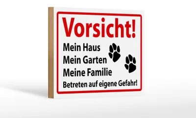 Produktbild von Holzschild Hinweis 18x12cm Vorsicht Mein Haus Mein Garten
