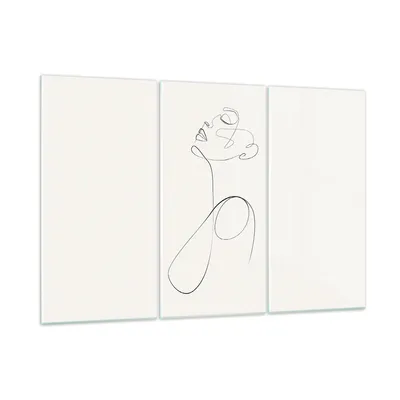 Produktbild von Bilder auf glas - 3 Teile - Linie Linie Frau - 165x110cm - Glasbilder - Wandbilder - Bilder - zum Aufhängen bereit - Wanddekoration aus Glas - Glas Bilder - Wandbild auf Glas - GCE165x110-5112