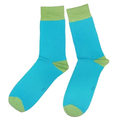 Produktbild von Herren Business Socken aus Baumwolle Color Match Mittelblau-Kiwi Größe 43-46