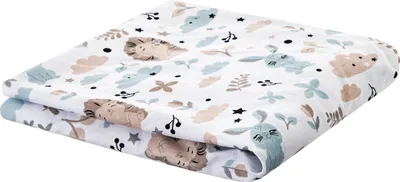 Produktbild von Prehoz na matrac do detskej postieľky 100% bavlna hypoalergénny 120x60 cm pre hrúbku 6 cm Biely so zvieratkami