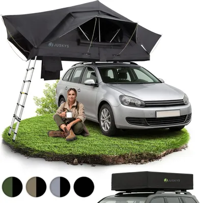 Produktbild von Juskys Autodachzelt Lago 140 x 240 cm - Wetterbeständig mit Leiter - Schwarz