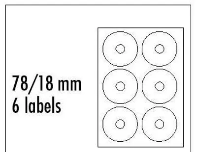 Obrázok produktu pre Logo etikety na CD bílé 78/18mm baleno po