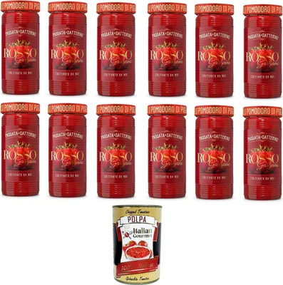 Produktbild von Rosso Gargano- Passata di Datterino Datterino-Püree 12x 290gr + Italian Gourmet Polpa di Pomodoro 400g