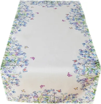 Produktbild von Tischläufer mit Druckmotiv Blumen und Schmetterlinge 40 x 90 cm