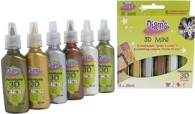 Produktbild von Set 6 Metallic-Farben Diam's 3D Mini - Total Metal