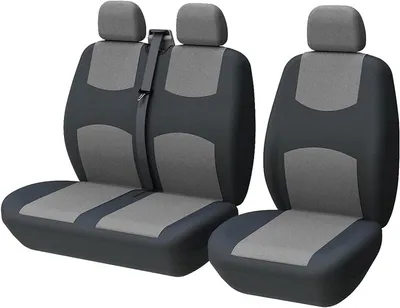 Produktbild von Sitzbezüge Set, universal für Transporter, schwarz und grau, Vordersitze und Rücksitze, Polyester