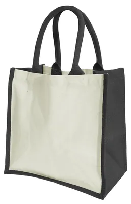 Produktbild von Westford Mill Midi Jute-Tasche / Shopper / Einkaufstasche, 14 Liter FK974 (Einheitsgröße) (Schwarz)