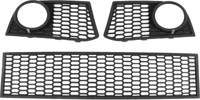 Produktbild von 3-teiliger vorderer Stoßstangen-Mitte-Untergrill und Nebelscheinwerferblende 51117906198 für 5er F10 2011 bis 2013