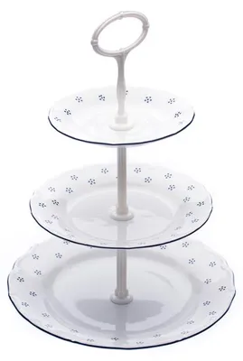 Produktbild von Dreiteilige Etagere, blaue Valbella, Verona, tschechisches Porzellan, G. Benedikt