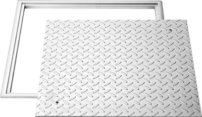 Image de Couvercle de regard VEVOR avec cadre 60 x 60 cm, couvercle de regard carré, couvercle de fosse septique, couvercle de regard antidérapant très résistant en acier au carbone pour caniveau, pour trottoirs, jardins, cours