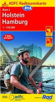 Produktbild von ADFC-Radtourenkarte 2 Holstein Hamburg 1:150.000, reiß- und wetterfest, E-Bike geeignet, GPS-Tracks Download