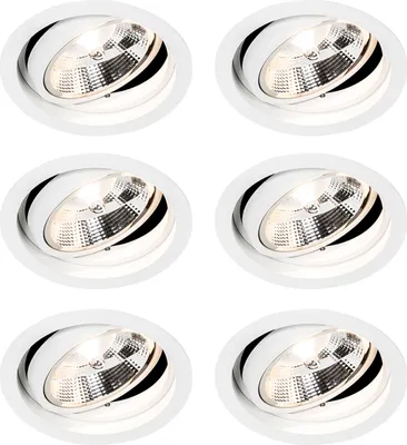 Zdjęcie produktu dla QAZQA – zestaw 6 nowoczesnych, wpuszczanych, regulowanych reflektorów punktowych – Chuck 111 I salon I sypialnia – aluminium – przystosowane do żarówek LED GU10