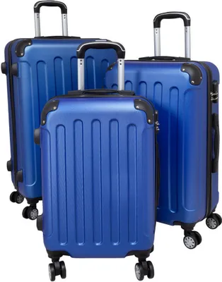 Produktbild von ABS Hartschalen Koffer Set M,L,XL Gepäck Trolley aufrecht rollbar Gronau Blau
