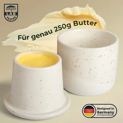 Produktbild von DEKAZIA® Französische Butterdose Wassergekühlt | Butterglocke, Butterfass, Französischer Buttertopf, Butterglocke Keramik, Butterbehälter