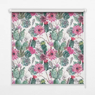 Produktbild von Innenrollo - Fensterrollo - Rollo - 130x140 cm - Rollo ohne Bohren - Sichtschutzrollo - Verdunkelungsrollo - Thermorollo - Seitenzugrollo - Wohnraumrollo - Kaktusblume