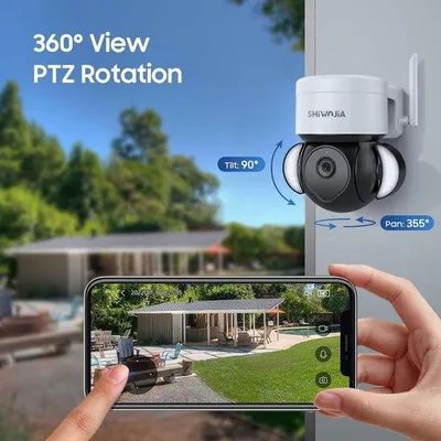 Zdjęcie produktu dla Kamera monitoringu WiFi zewnętrzna, 5 MP - obracana w 360° - automatyczne śledzenie - monitoring 24 godziny na dobę
