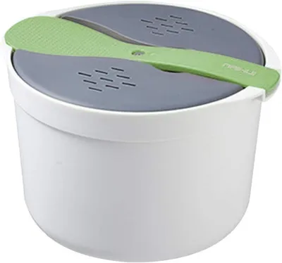 Mikrowellen-Reiskocher, 2 l, multifunktional, mit Dampfgarer, grün