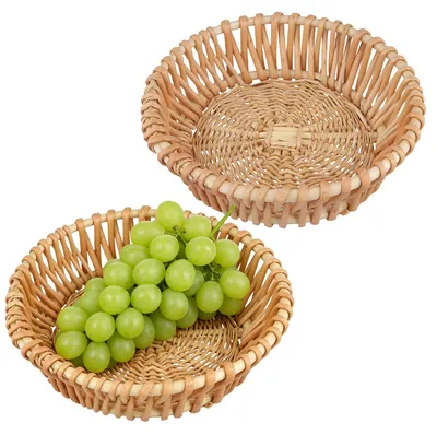 Rattan-Serviermand rund 25x6 cm, 2 Stück