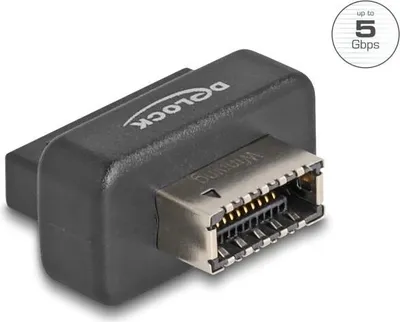 Imagen del producto de Delock - Adaptador USB interno - Conector USB de 19 pines (hembra) a conector USB Tipo E de 20 pines (hembra), con botón A - velocidad de transferencia de datos de hasta 5 Gbps, con carcasa