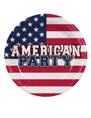 Produktbild von 6er Set Teller aus Pappe American Party 25 cm - Einheitsgröße