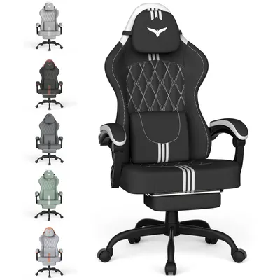 Produktbild von Arvioo Gaming Stuhl Ergonomisch, Gaming Chair mit Massagefunktion Kopfstütze, Gamer Stuhl Baumwolle, Gaming Sessel Verstellbare Rückenlehne 90-145°, KI-generiertes Bild