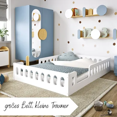 Produktbild von Coemo Kinderbett Pierre 140 x 200 cm mit Lattenrost + Rausfallschutz