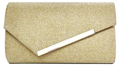 Productafbeelding van RPAEOY Clutch voor dames, glinsterende pailletten, envelopmodel, avondtas met gouden randstrepen