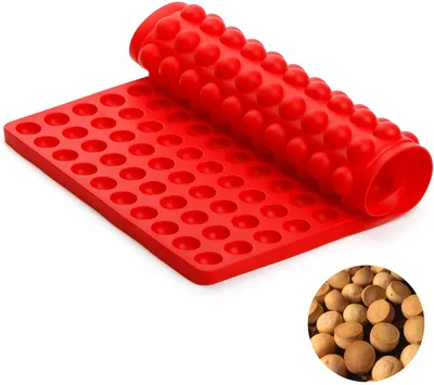 Produktbild von Silikon Backmatte - 1cm Halbkugel Silikonmatte mit Noppen - 221er Backform für Hundekekse & Hundeleckerlies, Backpapier - Backunterlage - Pralinenform