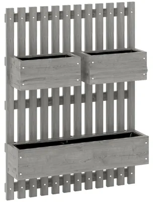 Produktbild von Blumenkasten Set, Wandmontage, Massivholz, 60 x 16 x 80 cm | Für Balkon Wand Bepflanzung