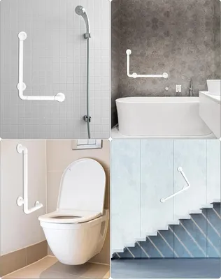 Produktbild von Handgriff Dusche - Badewannenhandgriff 60 x 40cm weiß - Tragfähigkeit 150 kg - rutschfeste Oberfläche - Treppengeländer Badewanne