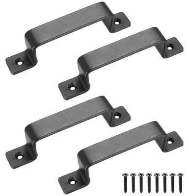 Productafbeelding van Schuifdeurgreep - Gietijzer - Zwart - 165 mm - Set van 4