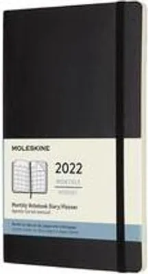 Obrázek produktu pro Moleskine, měsíční diář na 12 měsíců, formát A5, tvrdá černá vazba. Rok 2022