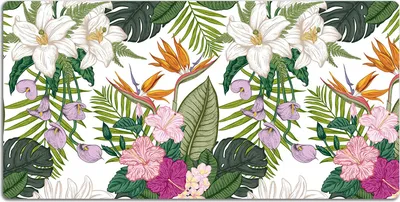Produktbild von Schreibtischmatte Tischunterlage 90x45 cm Mauspad - Exotische Blumen