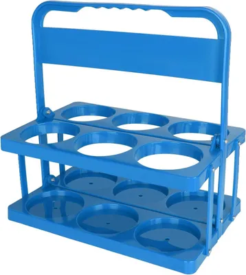 Image de Porte-bouteilles - Support pour bouteilles - Pour transporter des boissons - Design pliable - 33x32x22 cm - Bleu