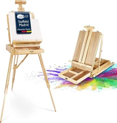 Imagen del producto de Soportes de caballete de madera, tamaño grande, para lienzos de hasta 100 cm, con inclinación de 90 grados