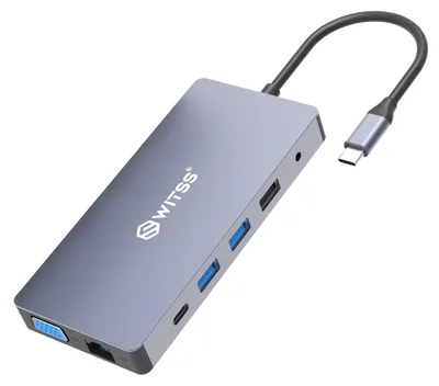 Switss USB-C docking station 12-in-1 op witte achtergrond