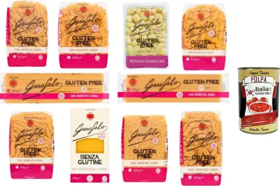 Produktbild von Italian Gourmet Glutenfreies Pasta Vorteilspack 10x500g Mix aus 10 Sorten Italienische Nudeln Vorratspack Familienpack Set für Zöliakie + Italian Gourmet Polpa