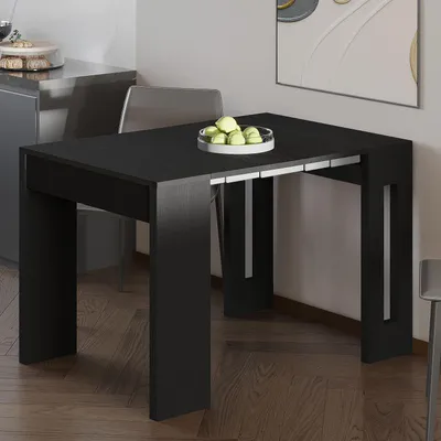 Obrázok produktu pre Skye Decor, kvalitný výsuvný konzolový stolík, čierna farba, drevo, 80 cm | 100% melamín