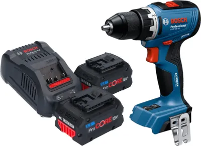 Image de Bosch GSR 18V-65 Professional Perceuse-visseuse sans fil 18 V 63 Nm Brushless + 2x batterie ProCORE 5,5 Ah + chargeur