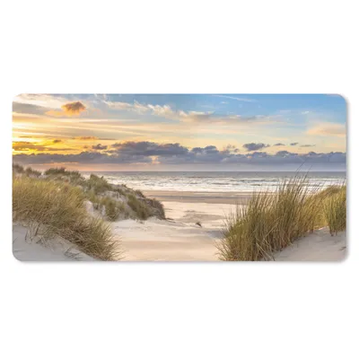 Produktbild von MuchoWow® Schreibtischunterlage Strand - Düne - Gras - Sonnenuntergang - Meer 80x40 cm - XXL Mauspad - Gaming Mauspad